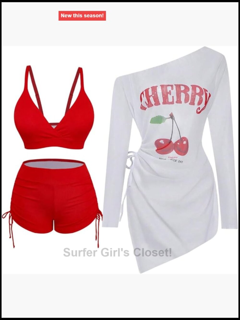 Plus Size High Waisted Bikini Set with Cover Up Dress